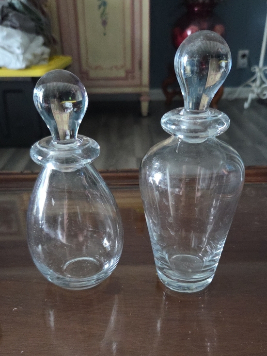 Other - Clear Glass Perfume Bottles with Stoppers - Set of 2